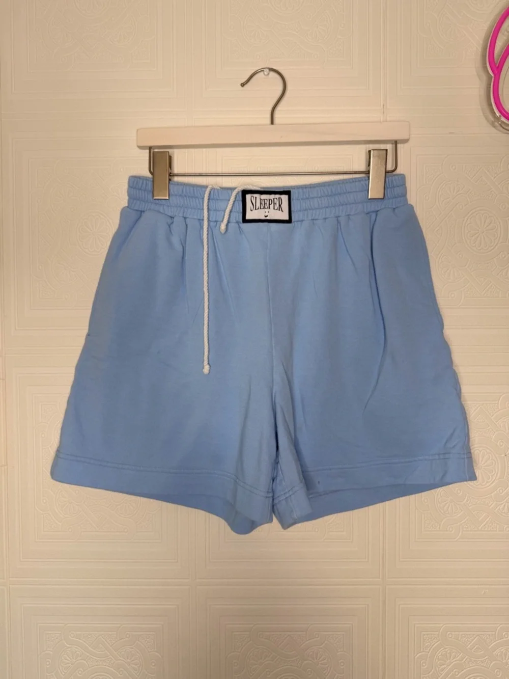 Sleeper Diana Athpleasure Sweatsuit Short Set Baby Blue White Collar XL - Picture 9 of 15